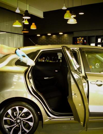 Applying microbe shield to the rear door card