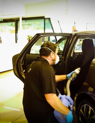 Fogging car interior head lining with microbe shield