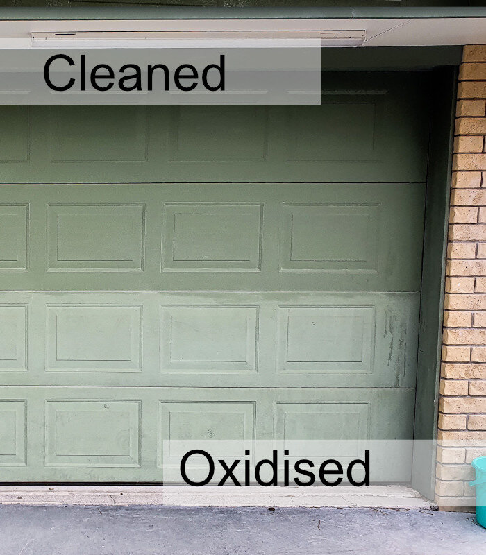 Garage Door Oxidisation Removal Cleaned vs not cleaned