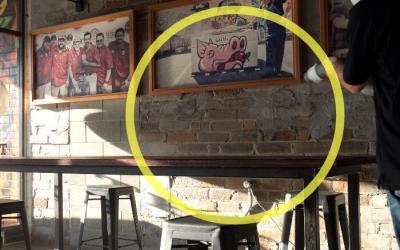 Application of microbe shield into a restaurant space.