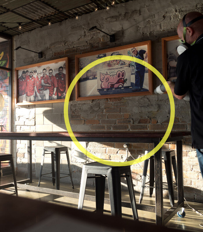 Applying microbe shield to table top