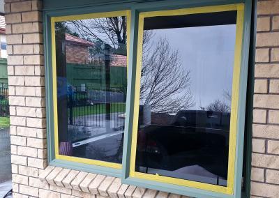Window frame oxidisation cleaned ready for new coating