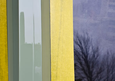 Close up of window frame after coating applied