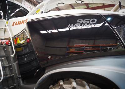 Left side panel with Jaguar 960 logo after coating on paint and plastics