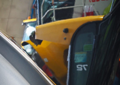 Reflection in the workshop after coating applied