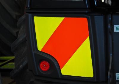 Left rear reflective safety sign after coating applied